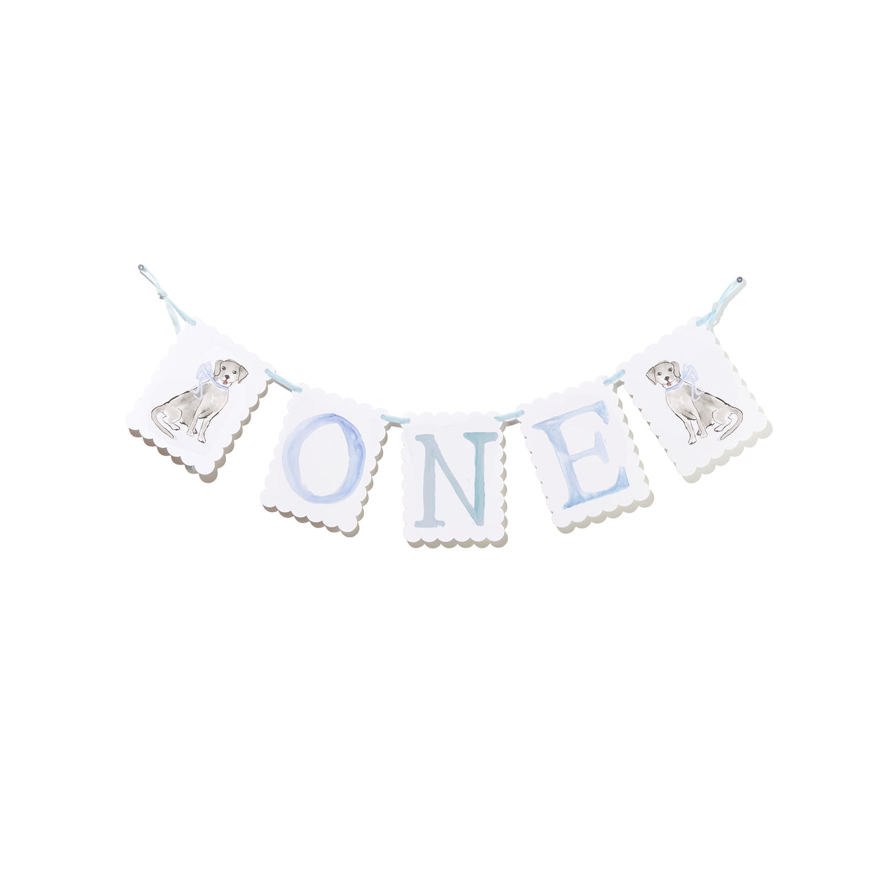 "ONE" Highchair Banner with Airplane/ Puppy Dog End Pieces