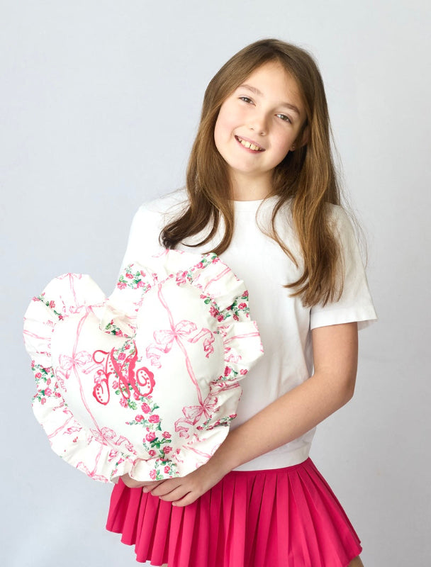 Ribbon and Bow Heart Pillow