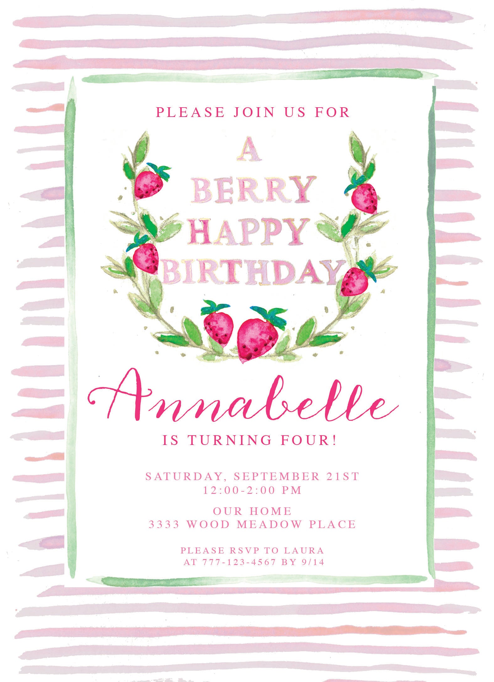 Strawberry Birthday Invitation