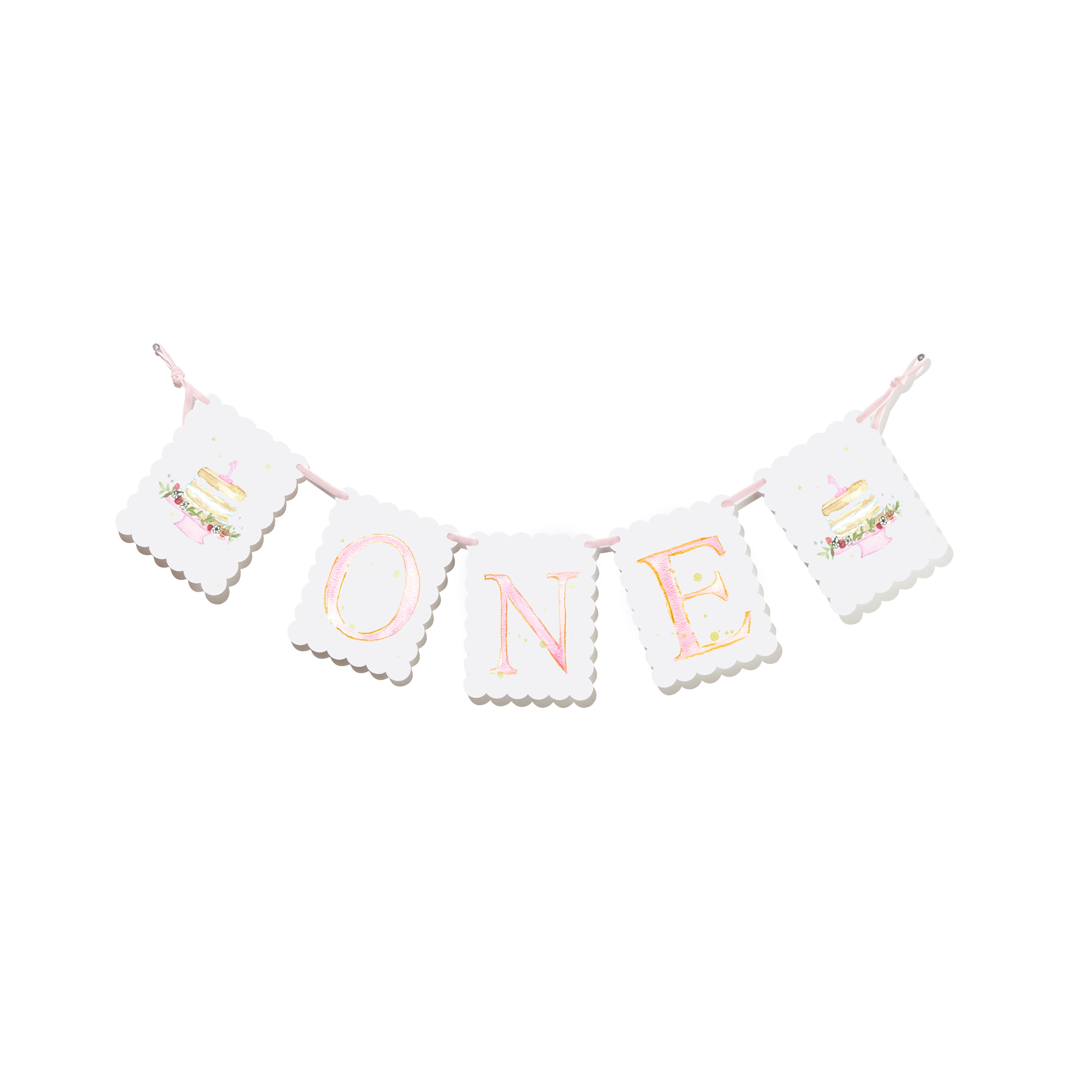 "ONE" Highchair Banner with Cake End Pieces