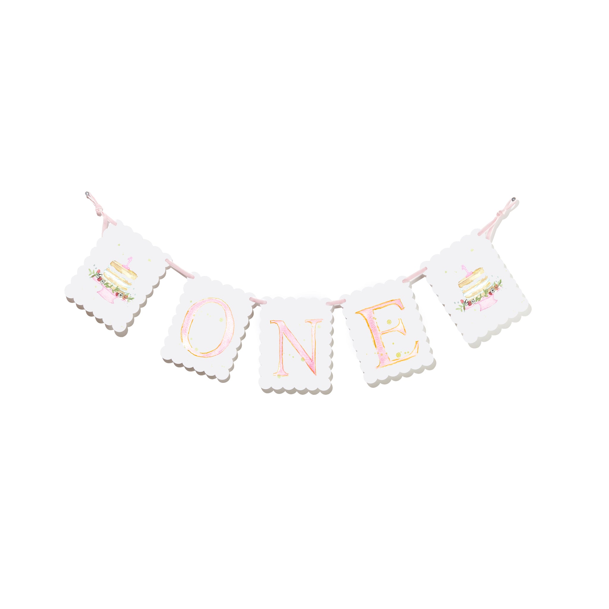 "ONE" Highchair Banner with Cake End Pieces
