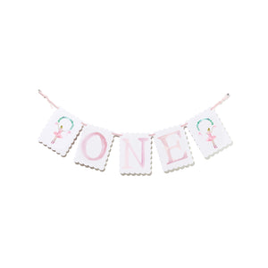 "ONE" Birthday Banner with Ballerina/ Bow Endpieces