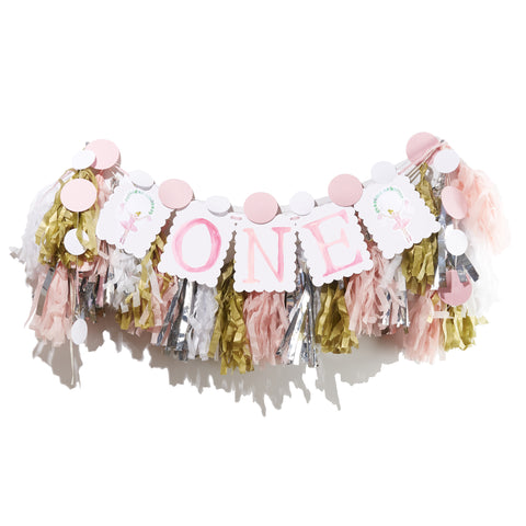 Ballerina Birthday "ONE" Highchair Banner Kit