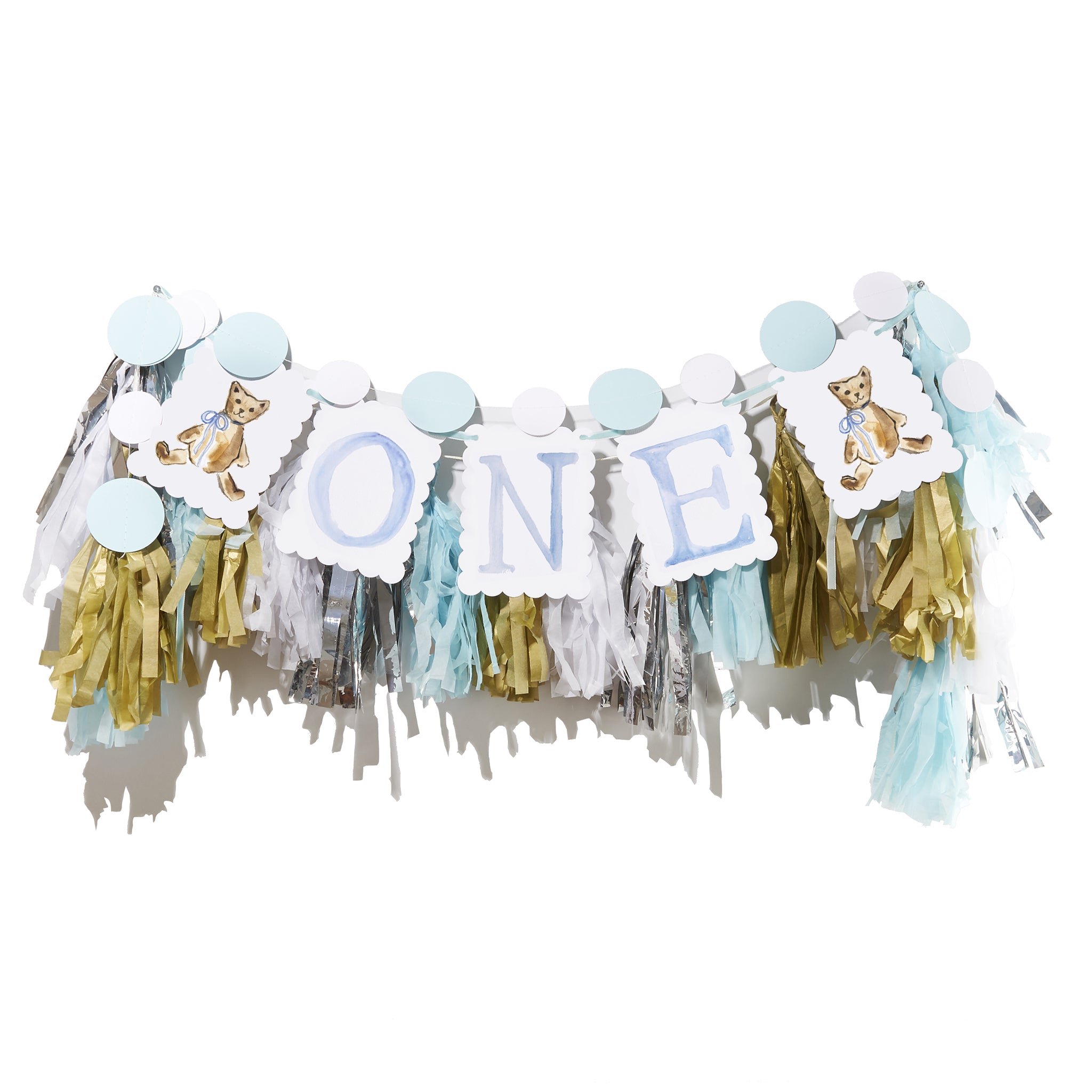 Blue Teddy Bear Birthday "ONE" Highchair Banner Kit