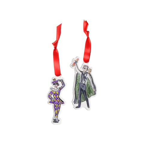 Drosselmeyer & Harlequin Acrylic Ornament Set