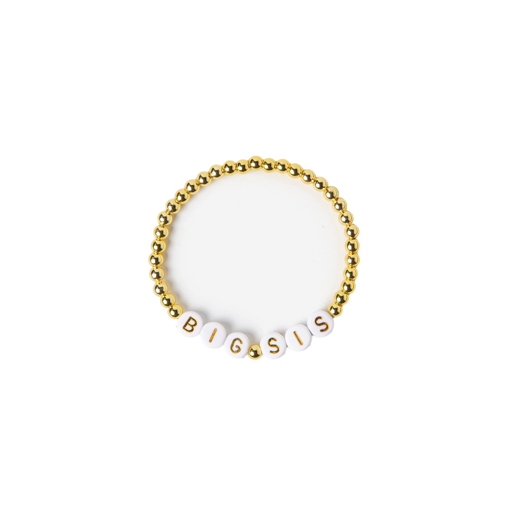 BIG SIS Gold Bead & White Letters Bracelet