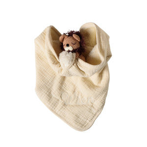 Lion Lovey with Crocheted Rattle