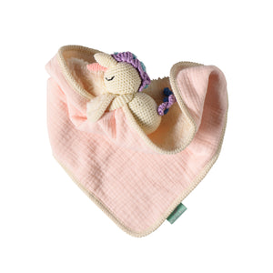 Unicorn Lovey with Crocheted Rattle