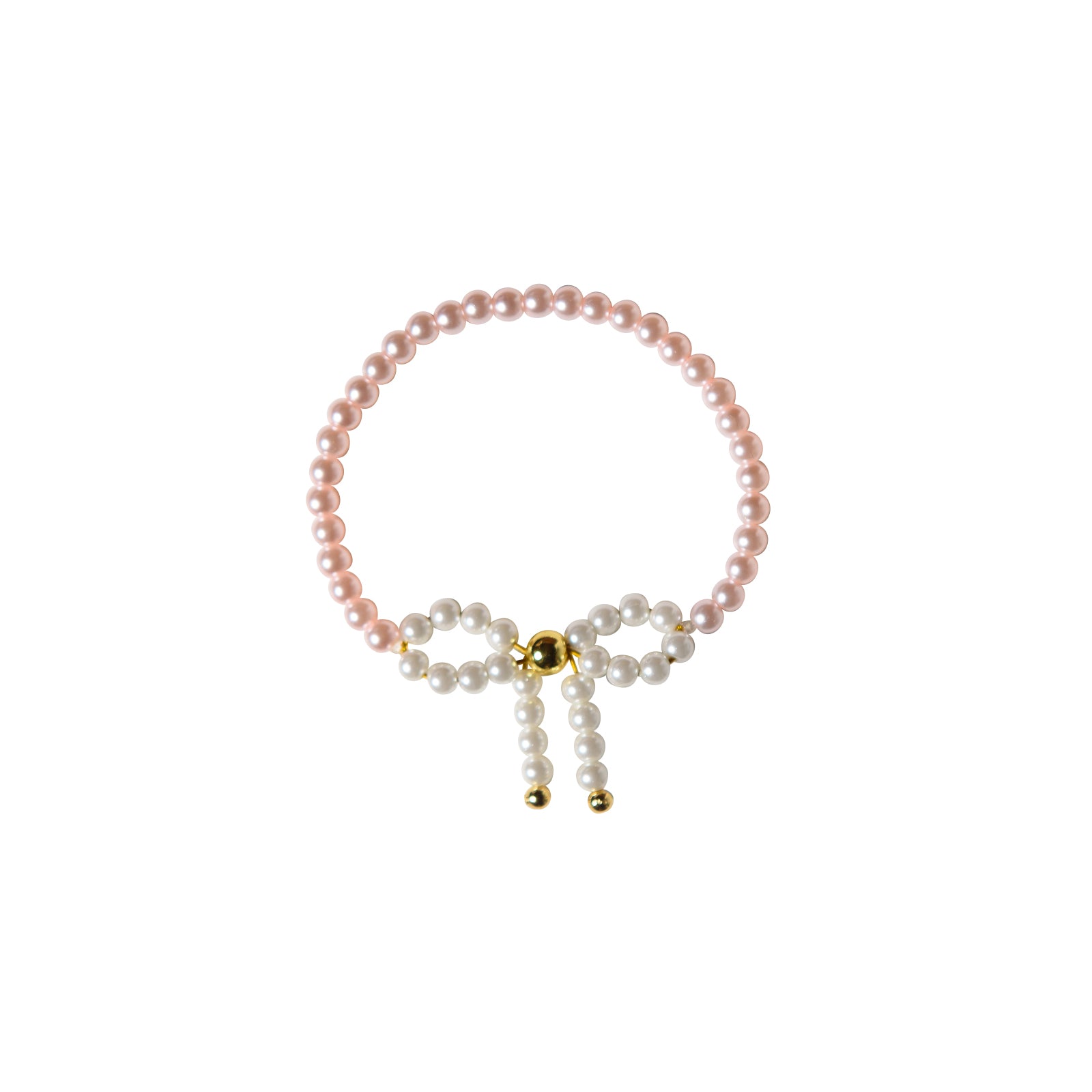 Pearl Bow & Pink Bead Bracelet