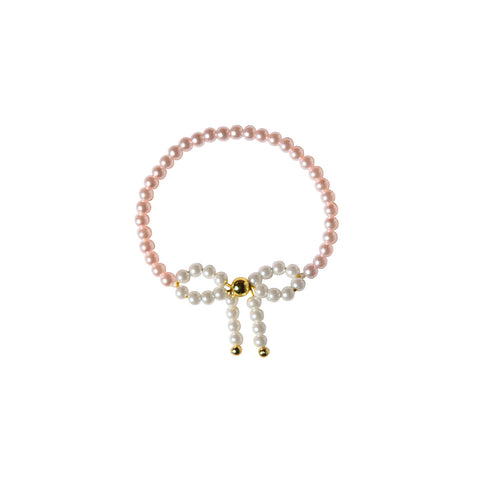 Pearl Bow & Pink Bead Bracelet