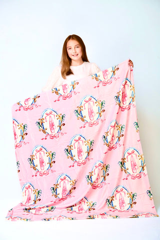 Ballet Shoes Crest Minky Blanket