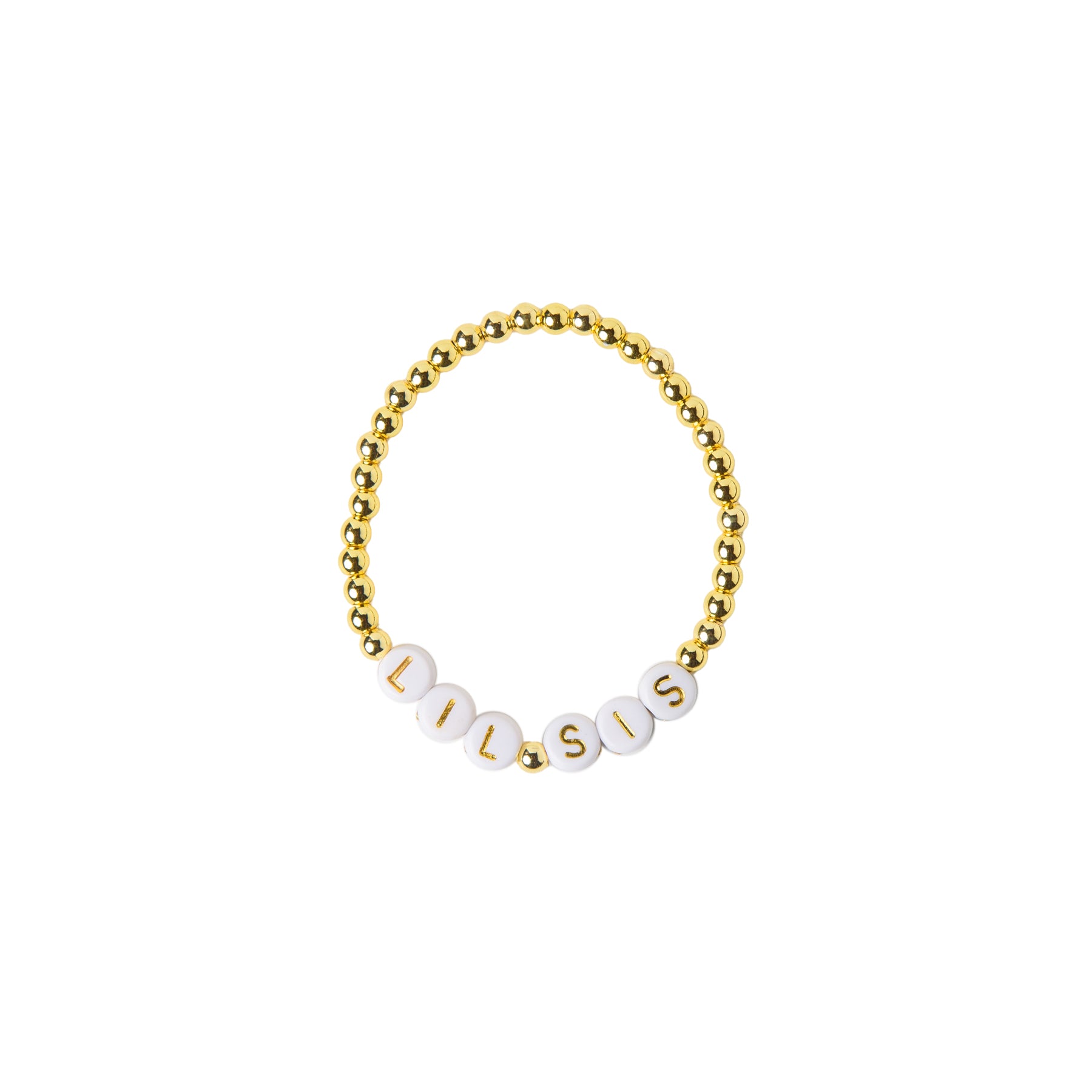 LIL SIS Gold Bead & White Letters Bracelet
