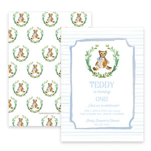 Teddy Bear Birthday Invitation - Blue