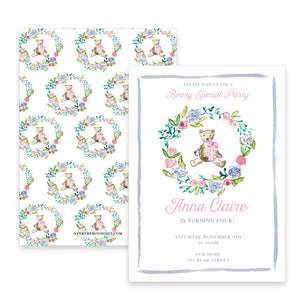 Teddy Bear Birthday Invitation - Pink