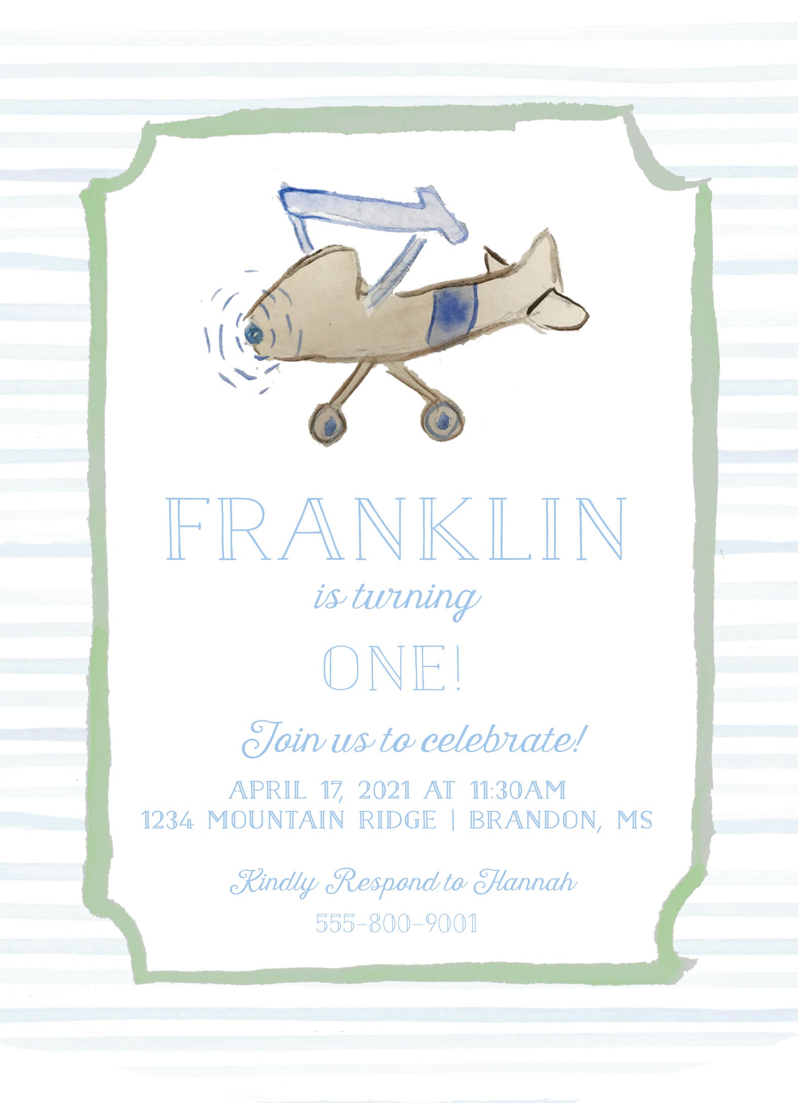 Airplane Birthday Invitation