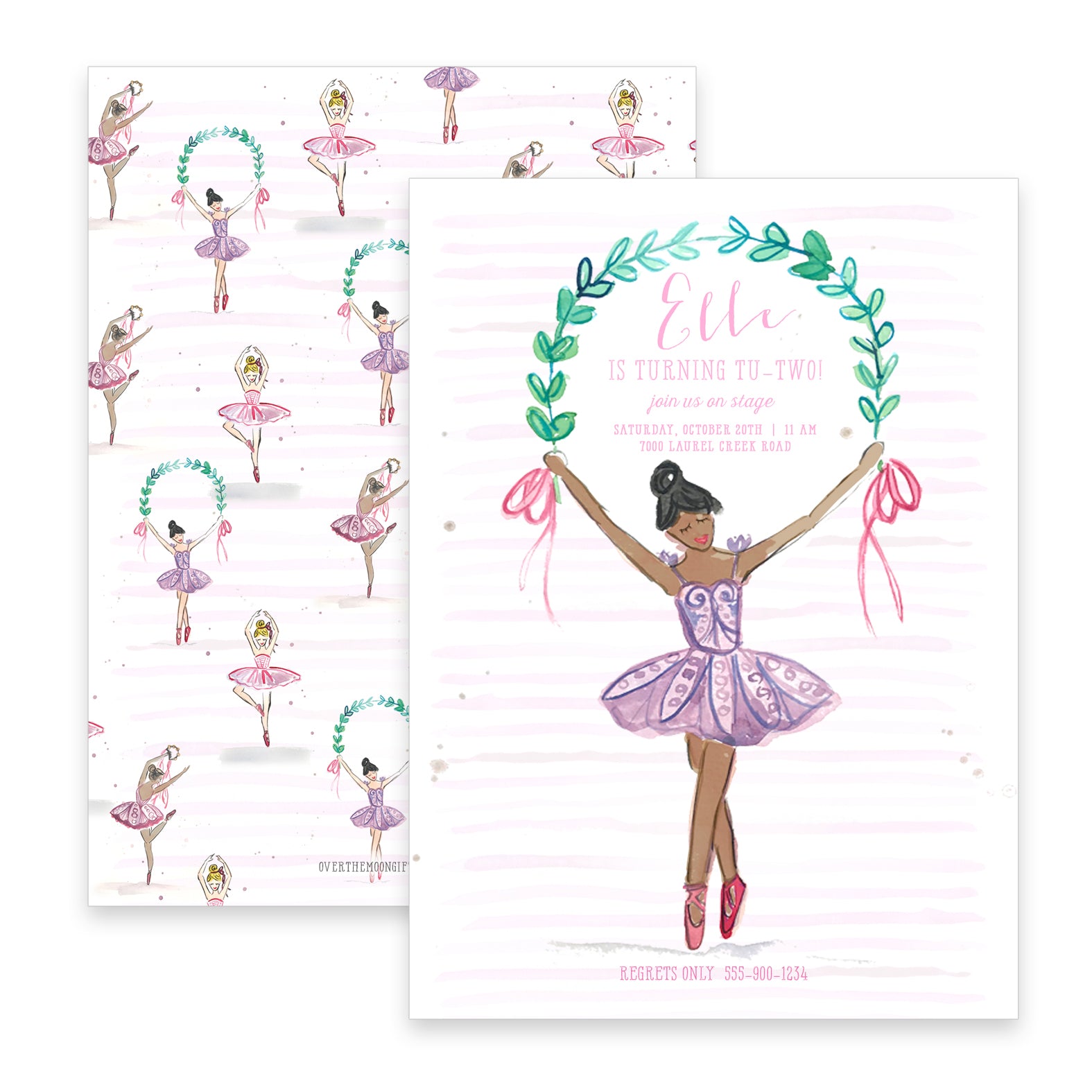 Ballerina Birthday Invitation - Dark Skin