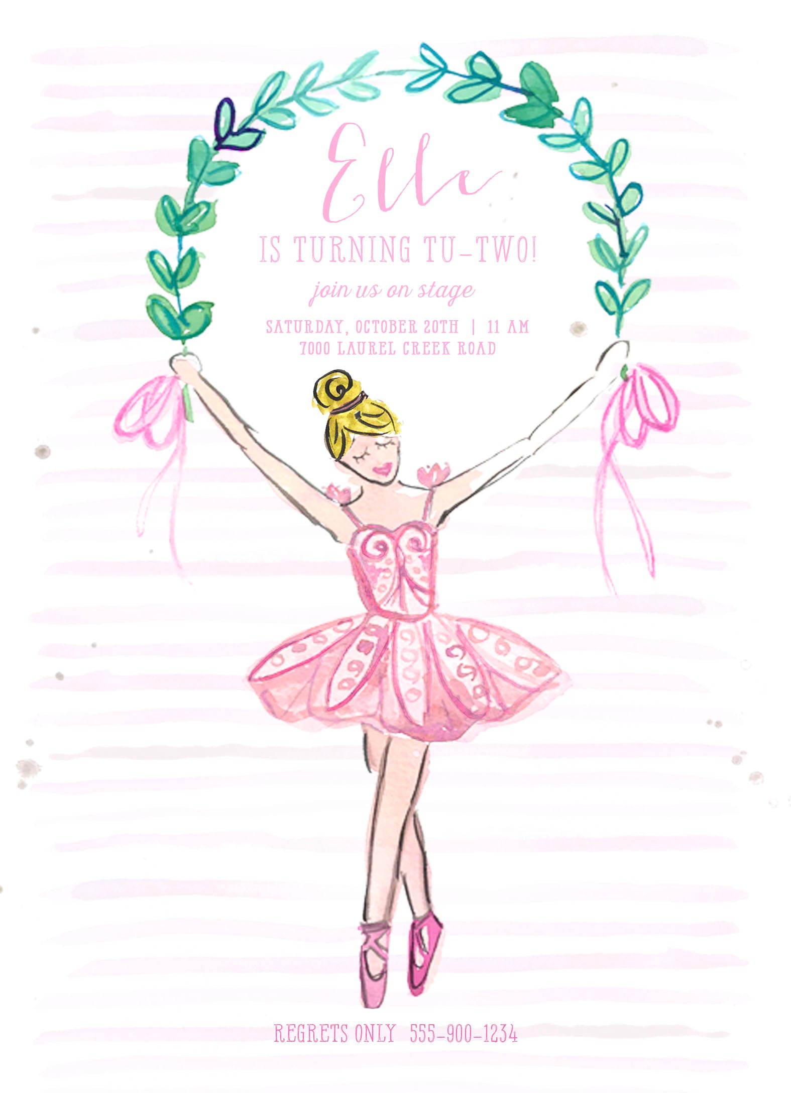 Ballerina Birthday Invitation - Blonde