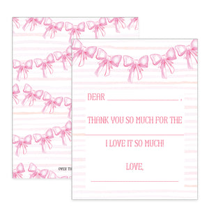 Children's Pink Bow Thank You Notecards