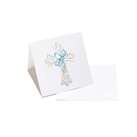 Cross Enclosure Card - Blue Bow