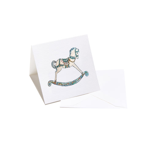 Rocking Horse Enclosure Card - Blue