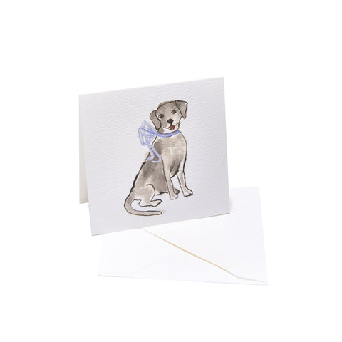 Black Puppy with Blue Bow Enclosure Card