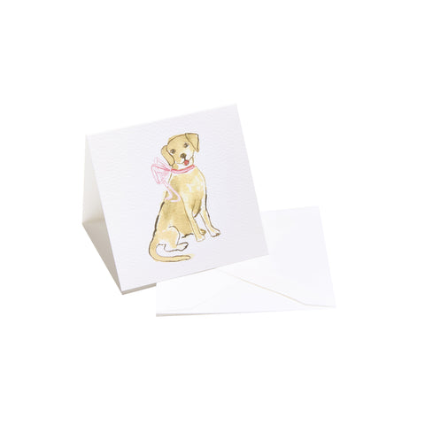 Yellow Puppy with Pink Bow Enclosure Card