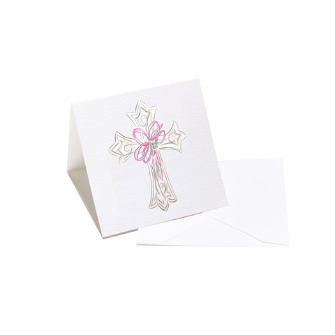 Cross Enclosure Card - Pink Bow