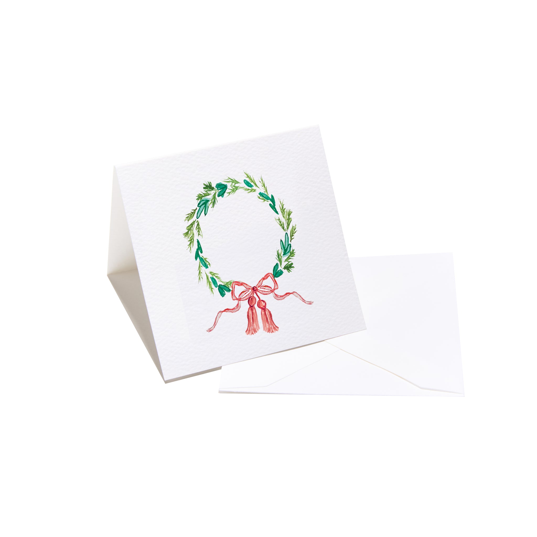 Wreath with Red Bow Enclosure Card