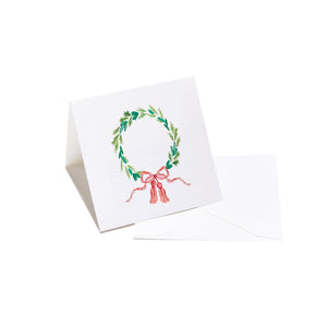 Wreath with Red Bow Enclosure Card