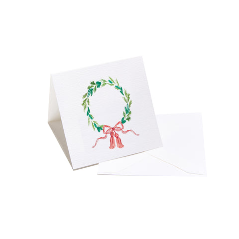 Wreath with Red Bow Enclosure Card