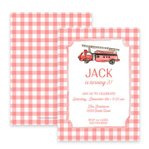 Firetruck Birthday Invitation