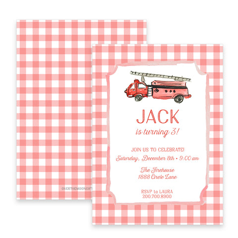 Firetruck Birthday Invitation