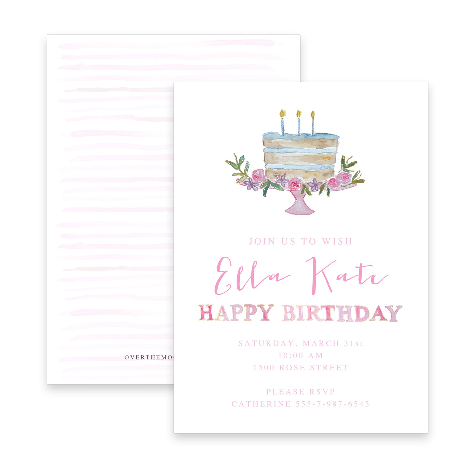 Birthday Cake Birthday Invitation - Pink