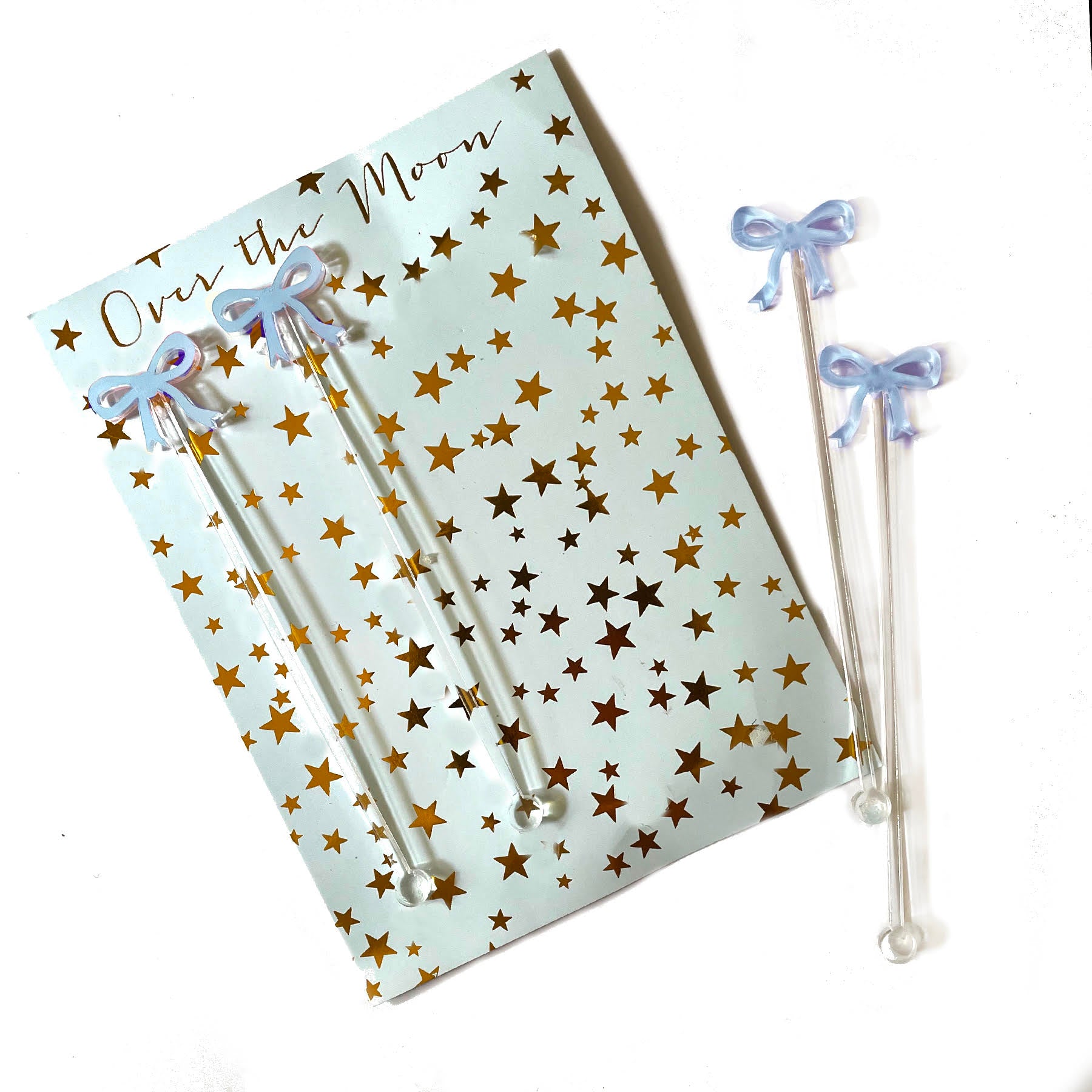 Blue Bow Stir Sticks