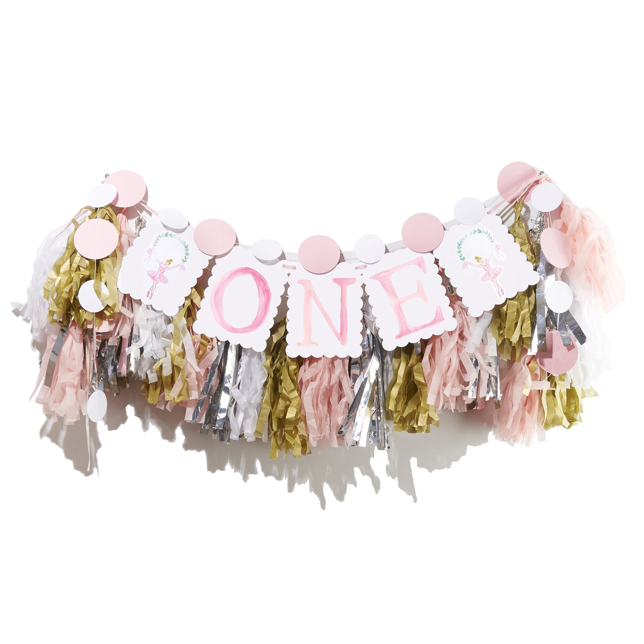 Ballerina Birthday "ONE" Highchair Banner Kit