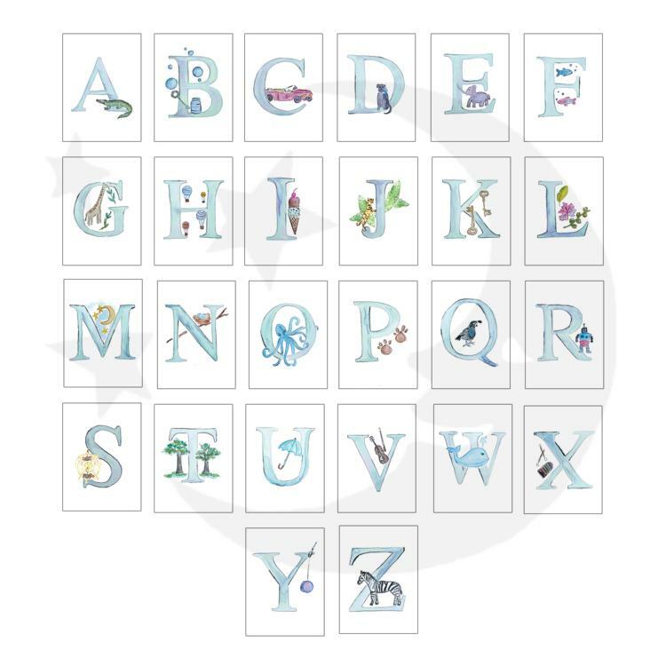 Blue Letter Print Set