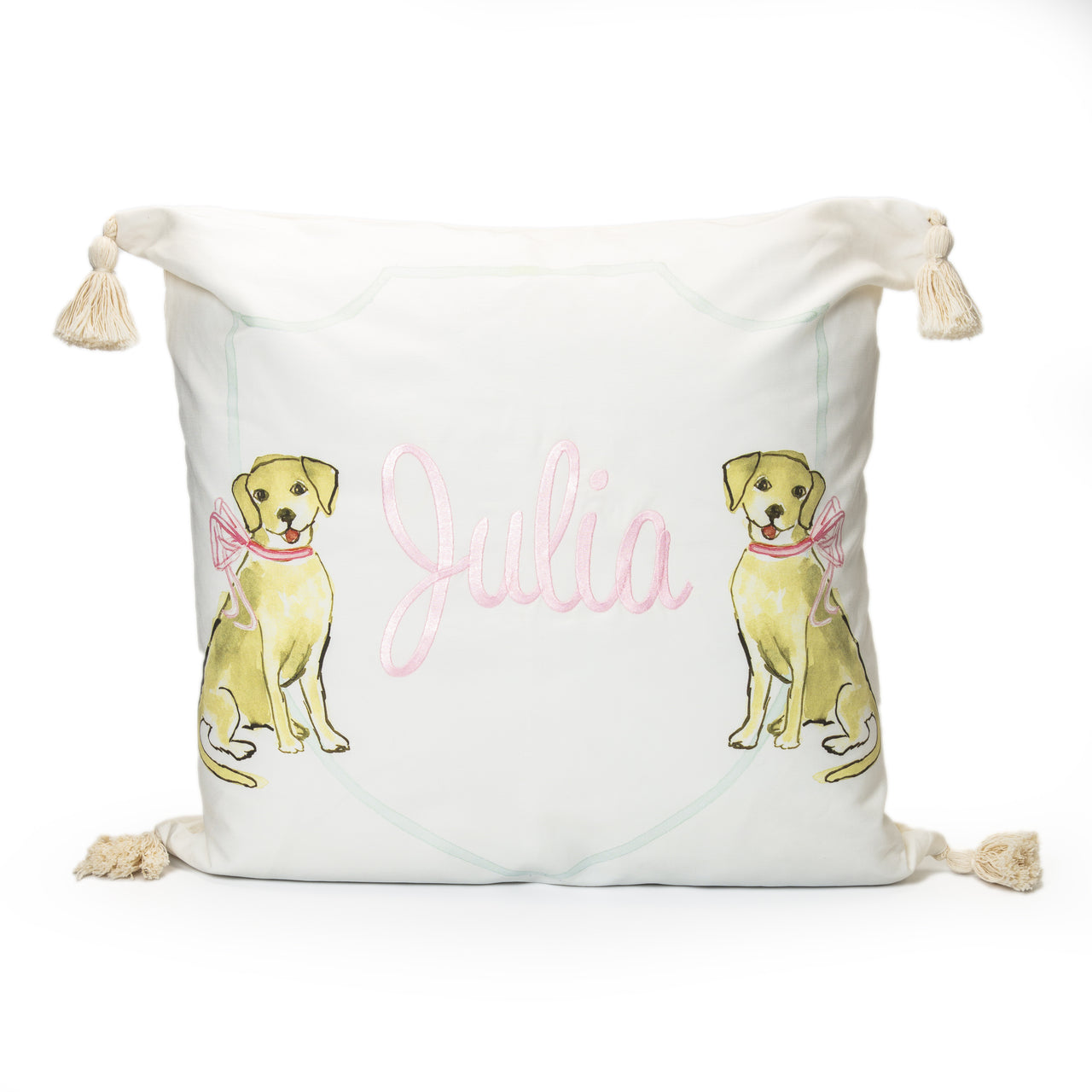 Retriever with Pink Bow Pillow