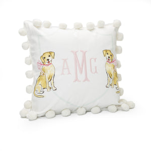 Retriever with Pink Bow Pillow