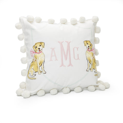 Retriever with Pink Bow Pillow