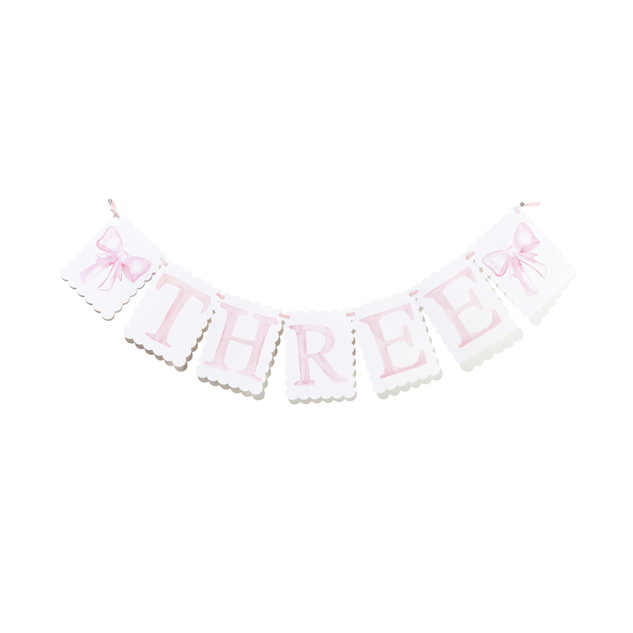 "THREE" Birthday Banner with Ballerina/ Bow Endpieces