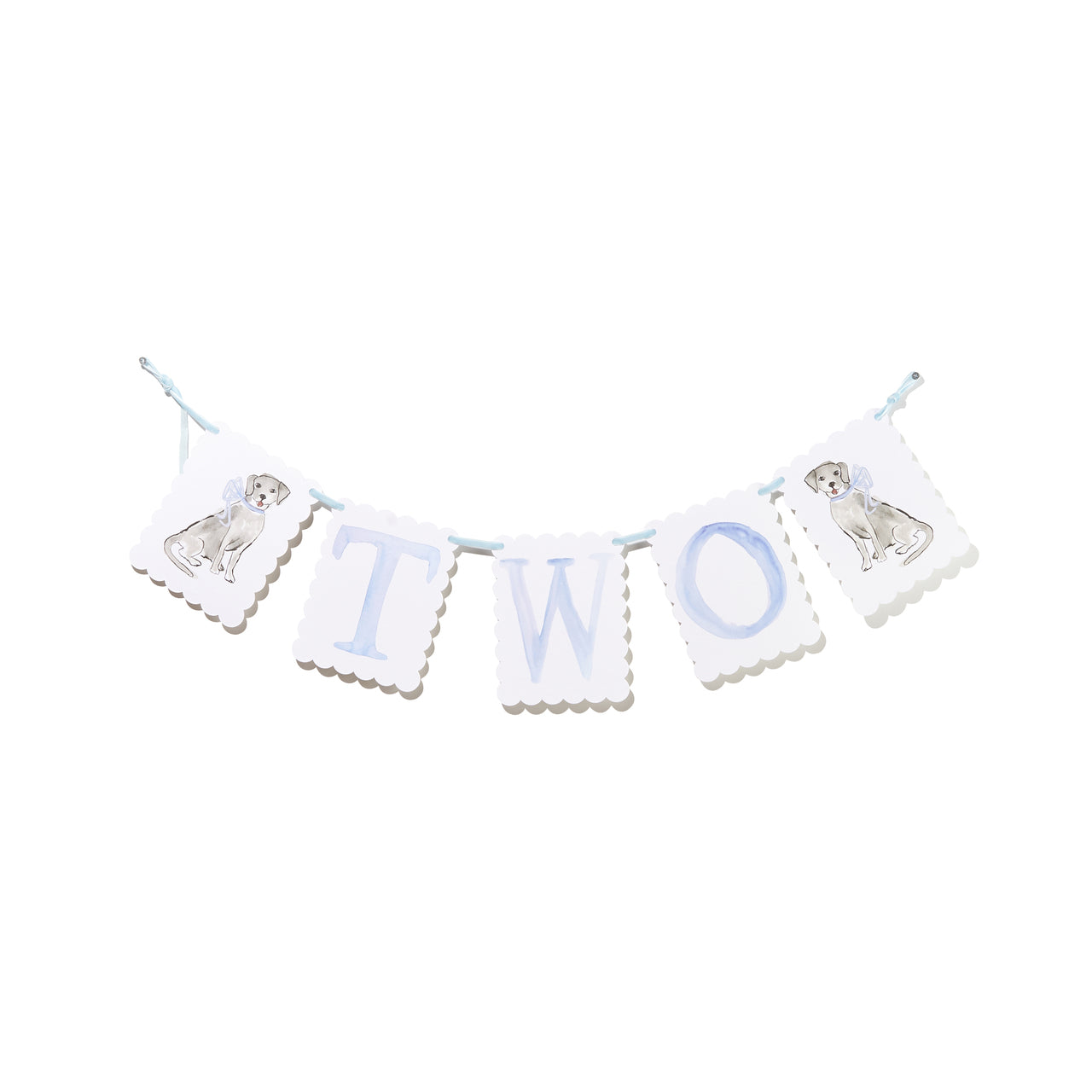 "TWO" Birthday Banner with Airplane/ Puppy Dog Endpieces