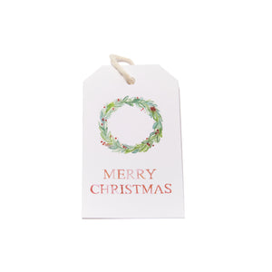 "Merry Christmas" Wreath Holiday Gift Tag Set