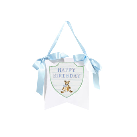 "Happy Birthday" Teddy Bear Hanger - Blue