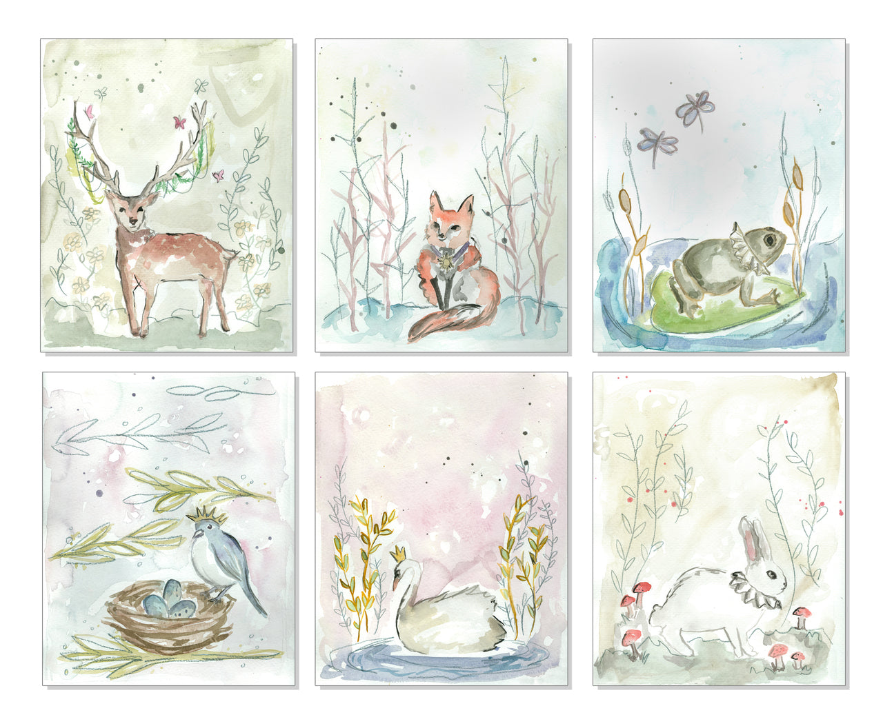 Whimsical Animals Nursery Prints - Set of 6